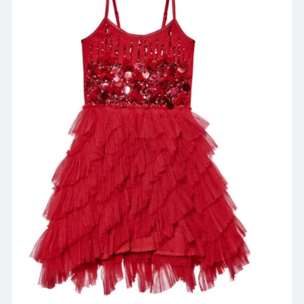 Tutu Du Monde Red Beaded Tulle Dress